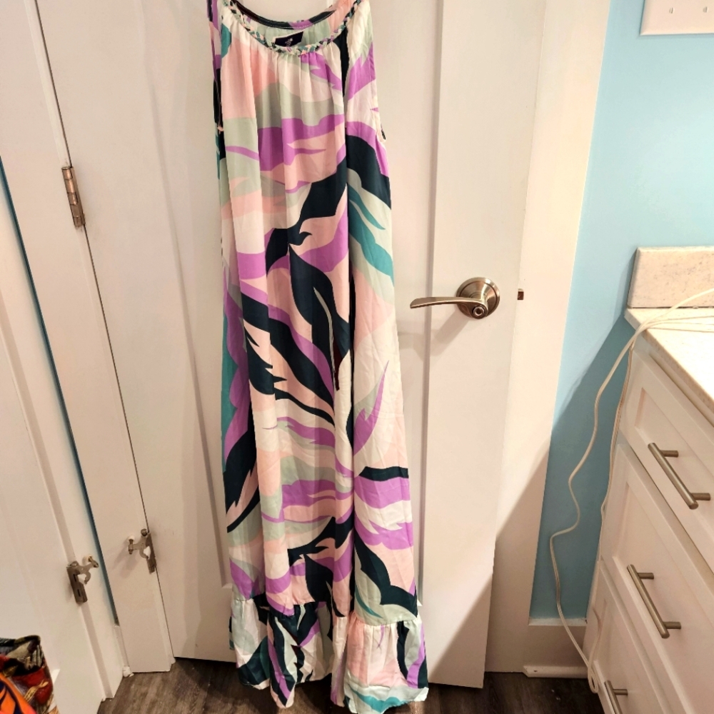 True Destination Resort Wear Sleeveless Tropical Floral Print Dress Size S nwt